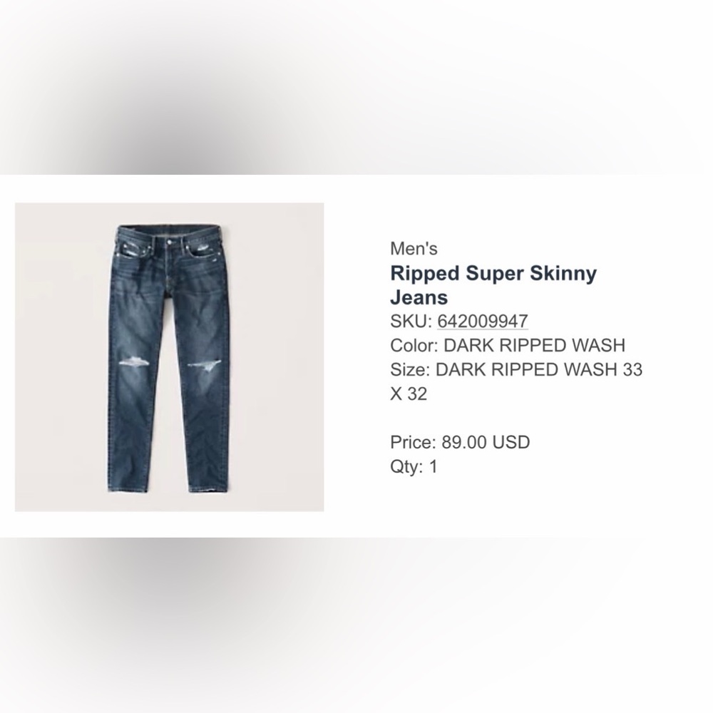 Abercrombie & Fitch Men's Skinny Jeans - Dark Ripped Blue